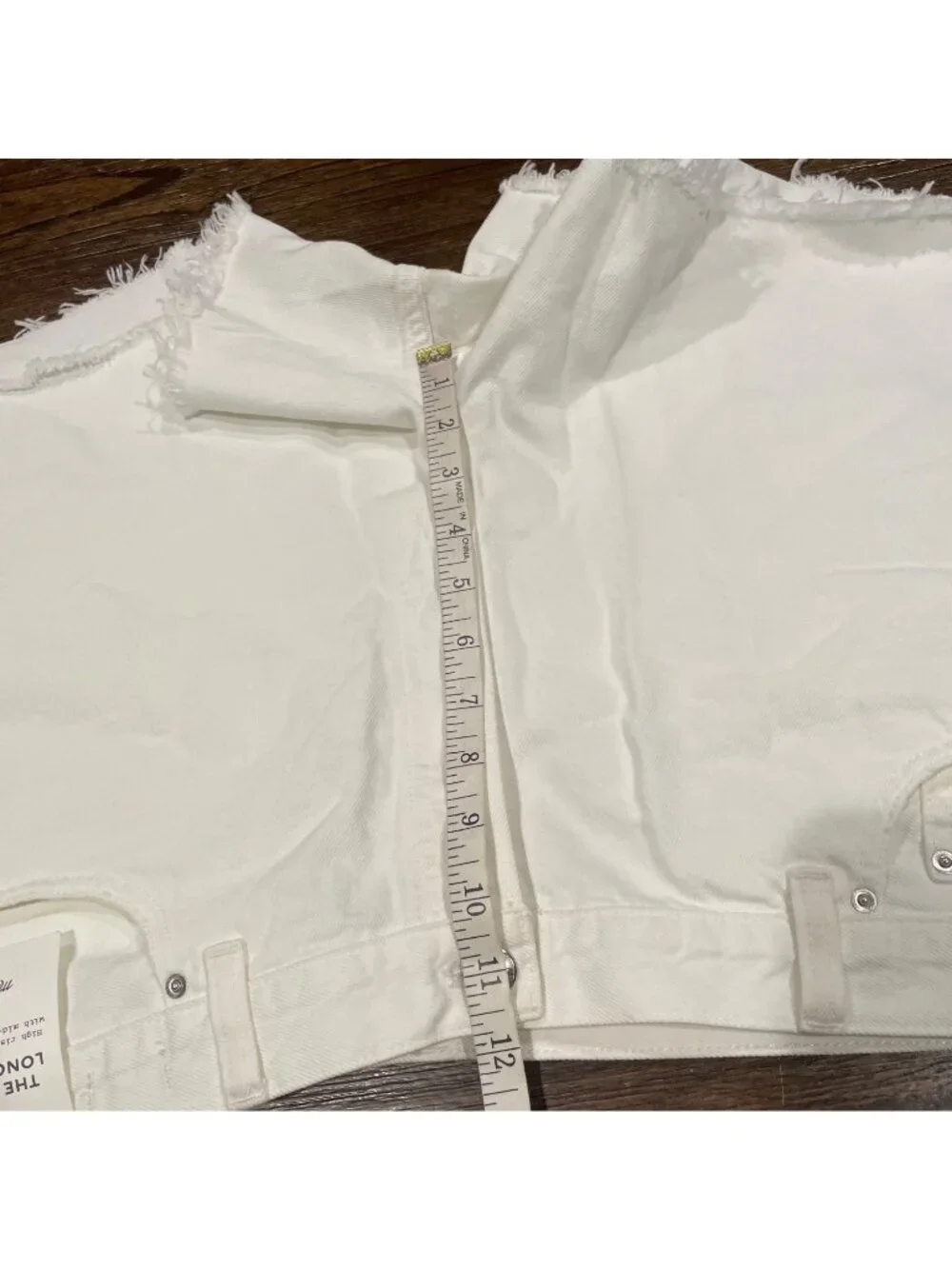 NWT Madewell White Denim Short Sz 33 Brynn Long High Rise Relaxed Button Fly 5